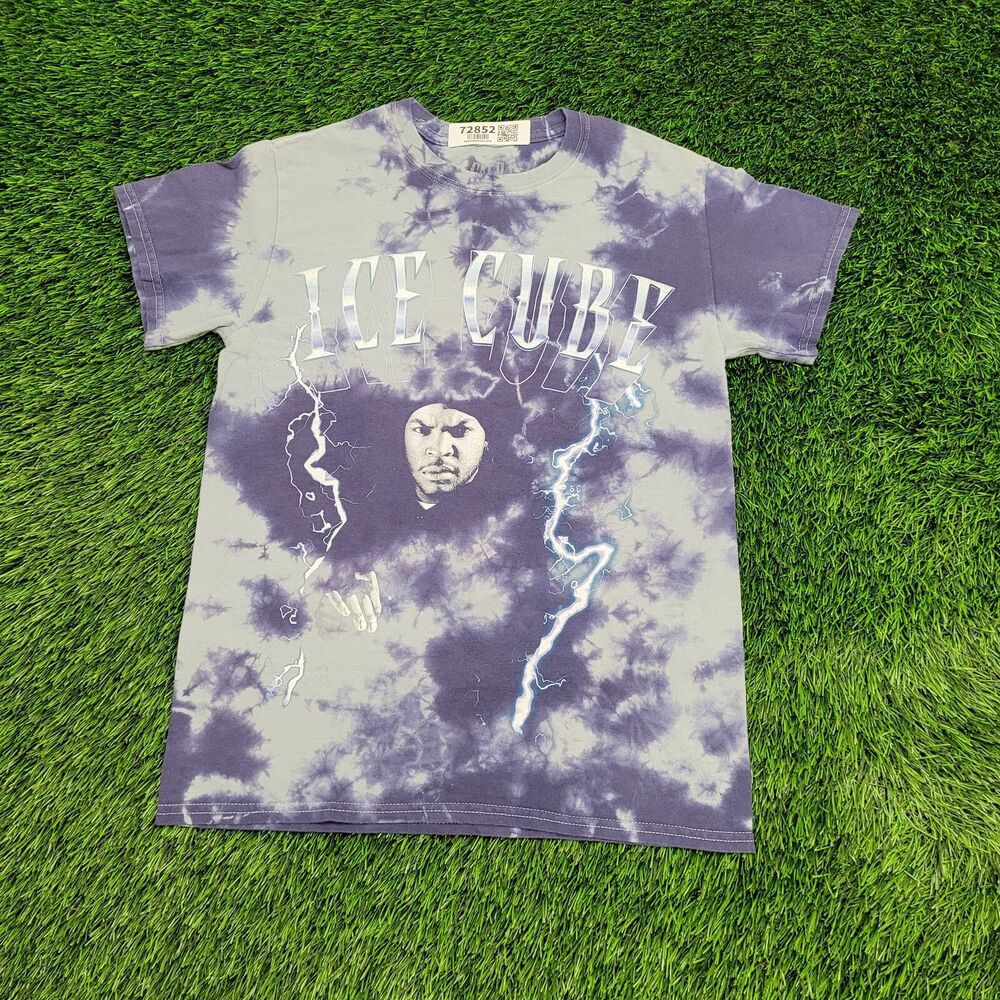 Ice-Cube Portrait Rapper Shirt Womens Small 17x24 Blue